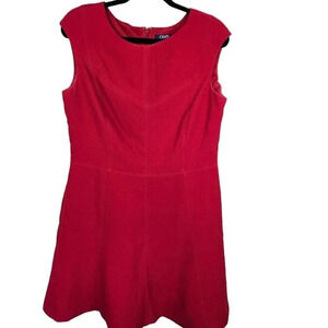 Chaps Red Polyester Crepe Cap Sleeve A Line Classic Dress Size‎ 14
